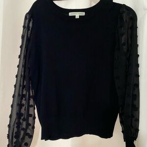 Black Sheer Sleeve Top